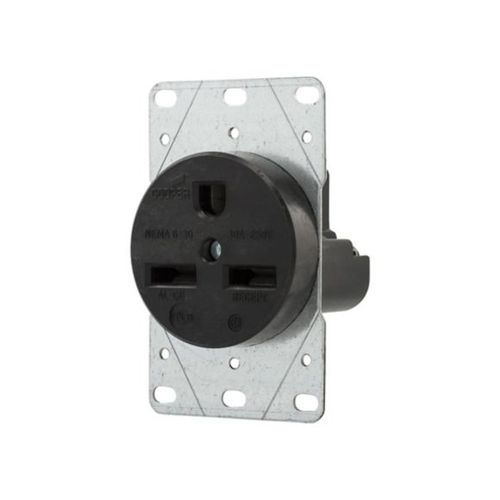 Main product image of Receptacle, #12 -4 Awg, 30A, Flush, 250V, Back, Black, Nema 6-30R, 2-Pole 3-Wire, 5700N