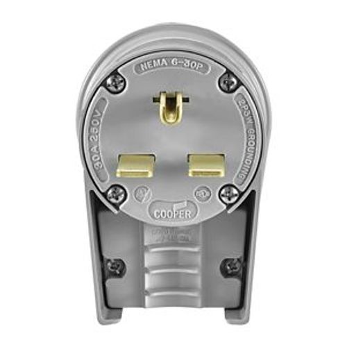 Main product image of Arrow Hart Extra Heavy-Duty Angled Plug, #12-4 Awg 30A, 250V, Gray, 6-30P, 2-Pole 3-Wire, Screw, 5701AN