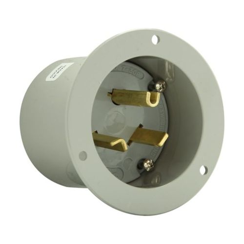 Main product image of Arrow Hart Flanged Inlet, #12-4 Awg, 30A, 277V, Gray, 7-30P, 2-Pole 3-Wire, Grounding, Screw, 5703NFI