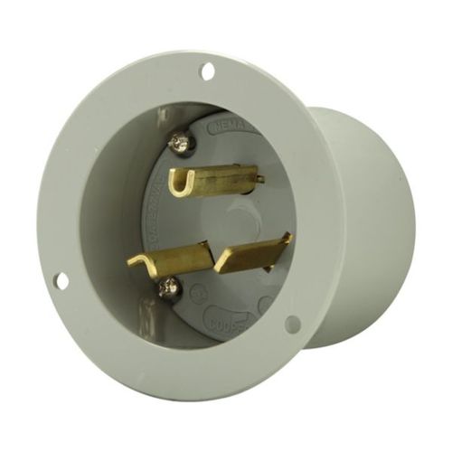 Main product image of Arrow Hart Flanged Inlet, #12-4 Awg, 30A, 277V, Gray, 7-30P, 2-Pole 3-Wire, Grounding, Screw, 5703NFI