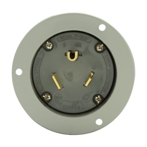 Main product image of Arrow Hart Flanged Inlet, #12-4Awg, 50A, 277V, Gray, 7-50P, 2-Pole 3-Wire, Grounding, Screw, 5705NFI