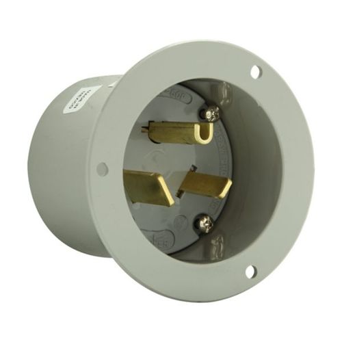 Main product image of Arrow Hart Flanged Inlet, #12-4Awg, 50A, 277V, Gray, 7-50P, 2-Pole 3-Wire, Grounding, Screw, 5705NFI