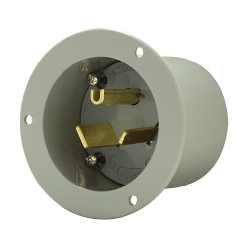 Main product image of Arrow Hart Flanged Inlet, #12-4Awg, 50A, 277V, Gray, 7-50P, 2-Pole 3-Wire, Grounding, Screw, 5705NFI