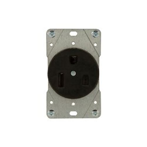 Main product image of Receptacle, #12 -4Awg, 50A, Flush, 250V, Back, Black, Nema 6-50R, 2-Pole 3-Wire, 5709N