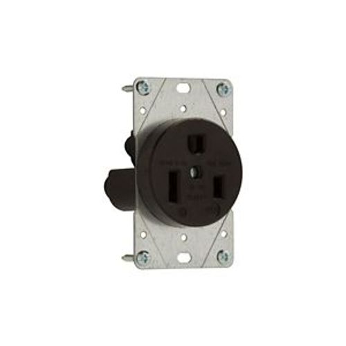 Main product image of Receptacle, #12 -4Awg, 50A, Flush, 250V, Back, Black, Nema 6-50R, 2-Pole 3-Wire, 5709N