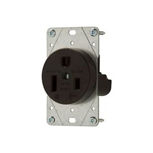 Main product image of Receptacle, #12 -4Awg, 50A, Flush, 250V, Back, Black, Nema 6-50R, 2-Pole 3-Wire, 5709N