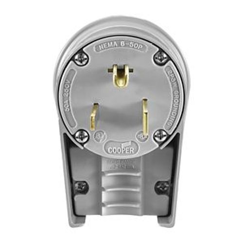 Main product image of Arrow Hart Extra Heavy-DutyAngled Plug, #12-4Awg 50A, 250V, Gray, 6-50P, 2-Pole 3-Wire, Screw, 5710AN