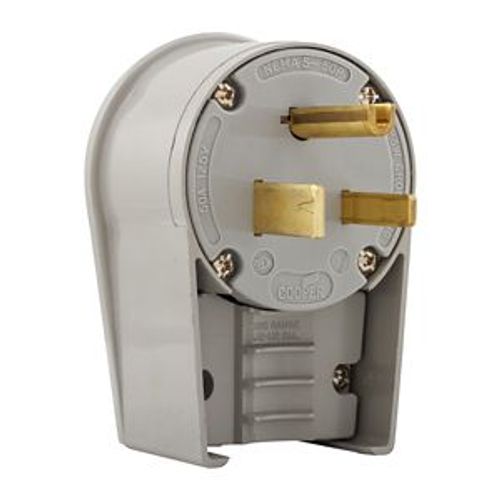 Main product image of Arrow Hart Extra Heavy-DutyAngled Plug, #12-4Awg 50A, 125V, Gray, 5-50P, 2-Pole 3-Wire, Screw, 5712AN