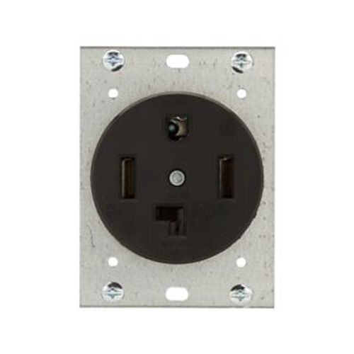 Main product image of Receptacle, #12 -4 Awg, 30A, Flush, 125/250V, Back, Black, Nema 14-30R, 3-Pole, 4-Wire, 5744N