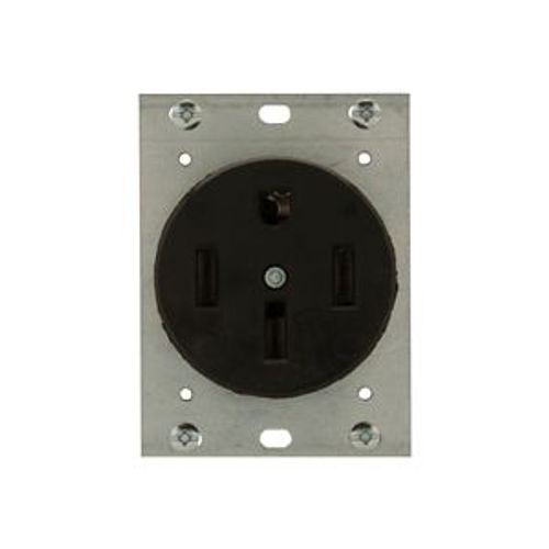Main product image of Receptacle, #12 -4Awg, 50A, Flush, 125/250V, Back, Black, Nema 14-50R, 3-Pole, 4-Wire, 5754N
