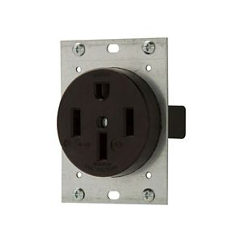 Main product image of Receptacle, #12 -4Awg, 50A, Flush, 125/250V, Back, Black, Nema 14-50R, 3-Pole, 4-Wire, 5754N