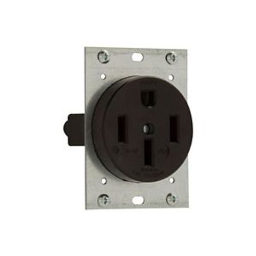 Main product image of Receptacle, #12 -4Awg, 50A, Flush, 125/250V, Back, Black, Nema 14-50R, 3-Pole, 4-Wire, 5754N