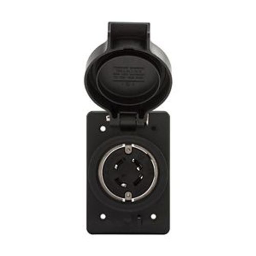 Main product image of Arrow Hart Watertight Straight Blade Single Receptacle, #18-10 Awg 20A, Panel, 250V, Black, 60W48BK
