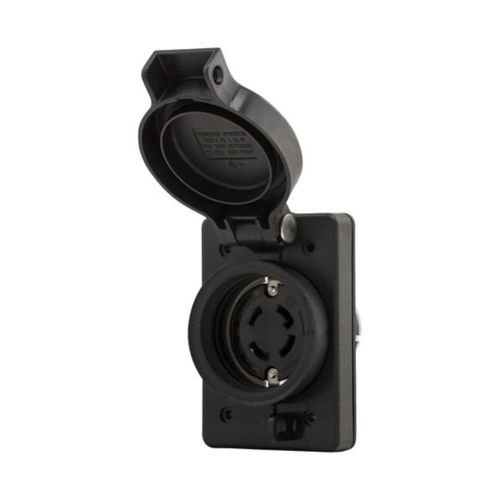 Main product image of Arrow Hart Watertight Straight Blade Single Receptacle, #18-10 Awg 20A, Panel, 250V, Black, 60W48BK
