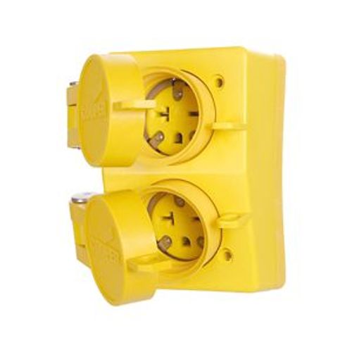 Main product image of Arrow Hart Watertight Straight Blade Duplex Receptacle, #18-10 Awg 20A, Panel, 250V, Black, 60W48DPLXBK