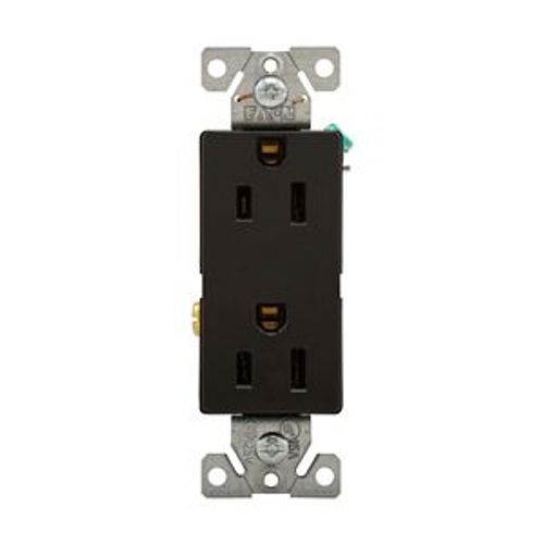 Main product image of Heavy-Duty Industrial Duplex Receptacle, #14-10 Awg 15A 125V, Black Face, Pvc Base, Bulk, 6252BK-BU