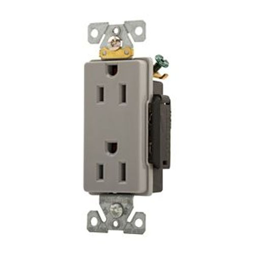 Main product image of Arrow Hart Extra Heavy-Duty Industrial Duplex Receptacle, #14-10 Awg 15A 125V, Gray, Duplex, 6262GY