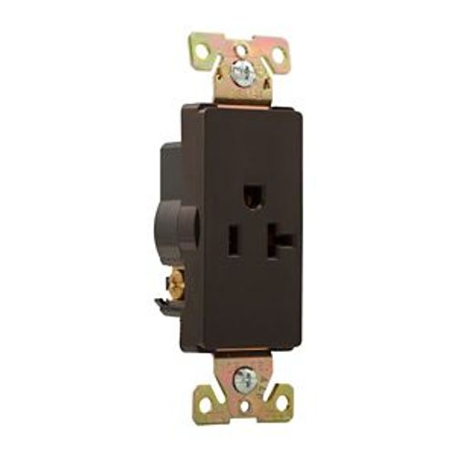 Main product image of Heavy-Duty Industrial Grade Decorator Single Receptacle, #14-10 Awg 20A, 125V, Brown, 5-20R, 6350B