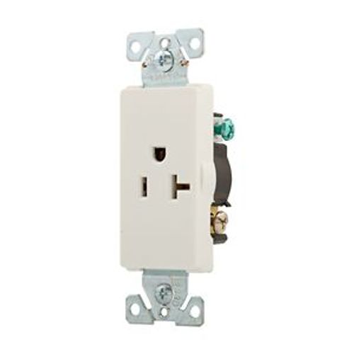 Main product image of Heavy-Duty Industrial Grade Decorator Single Receptacle, #14-10 Awg 20A 125V, Ivory, 5-20R, Bulk, 6350V-BU
