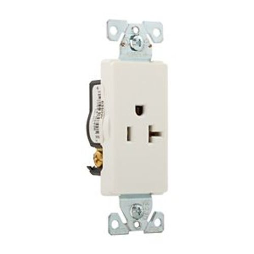 Main product image of Heavy-Duty Industrial Grade Decorator Single Receptacle, #14-10 Awg 20A 125V, White, 5-20R, Bulk, 6350W-BU