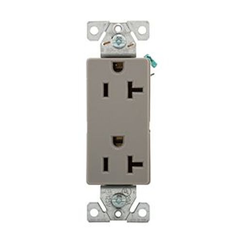 Main product image of Heavy-Duty Industrial Duplex Receptacle, #14-10 Awg 20A 125V, Gray, 5-20R, Duplex, Bulk, 6352GY-BU