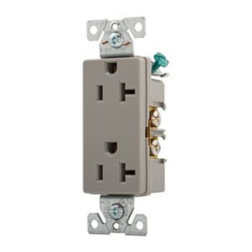 Main product image of Heavy-Duty Industrial Duplex Receptacle, #14-10 Awg 20A 125V, Gray, 5-20R, Duplex, Bulk, 6352GY-BU