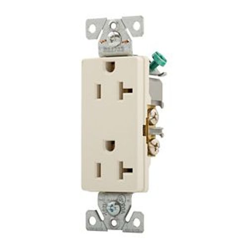 Main product image of Heavy-Duty Industrial Duplex Receptacle, #14-10 Awg 20A 125V, Light Almond, 5-20R, Duplex, Bulk, 6352LA-BU