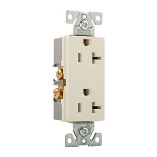 Main product image of Heavy-Duty Industrial Duplex Receptacle, #14-10 Awg 20A 125V, Light Almond, 5-20R, Duplex, Bulk, 6352LA-BU