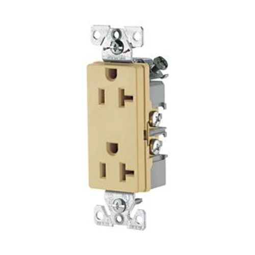 Main product image of Heavy-Duty Industrial Duplex Receptacle, #14-10 Awg 20A 125V, Ivory, 5-20R, Duplex, Bulk, 6352V-BU