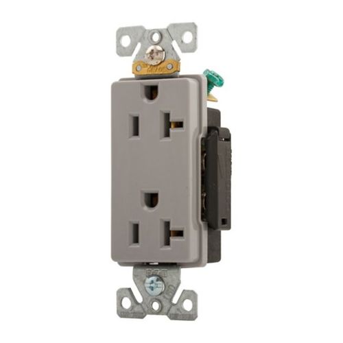 Main product image of Arrow Hart Industrial Duplex Receptacle, #14-10 Awg 20A 125V, Gray, 5-20R, Duplex, 6362GY