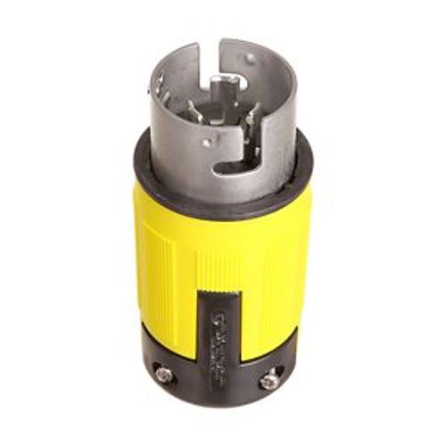 Main product image of Corrosion Resistant Locking Plug, #12-6Awg, 50A, Marine, 125/250V, Yellow, Black, 3-Pole 4-Wire, 63CR65EX
