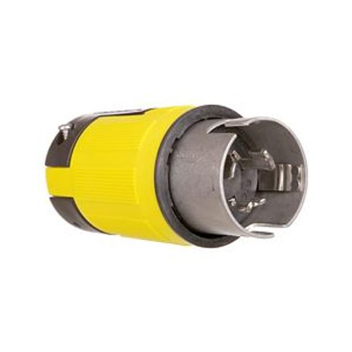 Main product image of Corrosion Resistant Locking Plug, #12-6Awg, 50A, Marine, 125/250V, Yellow, Black, 3-Pole 4-Wire, 63CR65EX