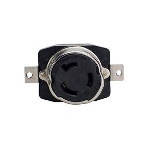 Main product image of Corrosion Resistant Locking Receptacle, #12-6Awg 50A, Marine 125V, Black, 2-Pole 3-Wire, 63CR70