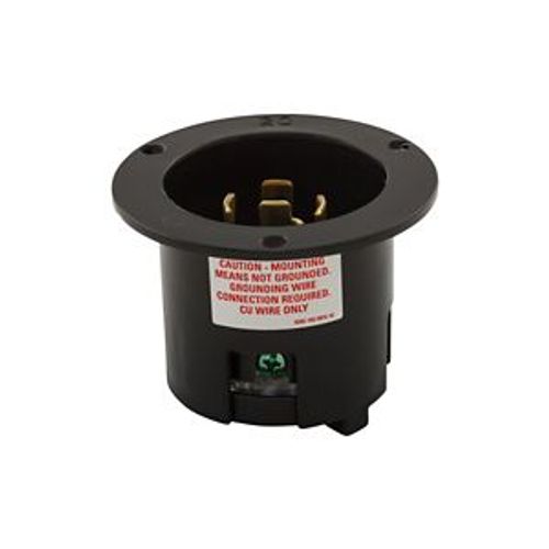 Main product image of Safety Grip Locking Flanged Inlet, 20A, Commercial, 125/250V, Black, Single, 3-Pole, 4-Wire, 6405BK