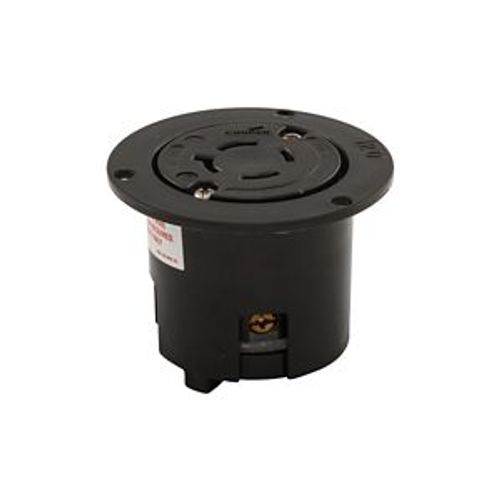 Main product image of Safety Grip Locking Flanged Outlet, 20A, Commercial, 125/250V, Black, Single, 3-Pole, 4-Wire, 6406BK