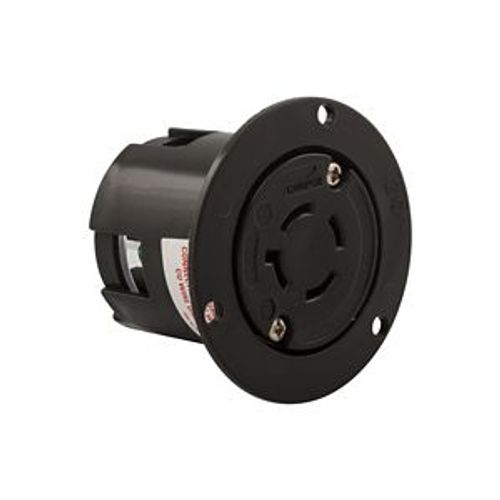 Main product image of Safety Grip Locking Flanged Outlet, 20A, Commercial, 125/250V, Black, Single, 3-Pole, 4-Wire, 6406BK