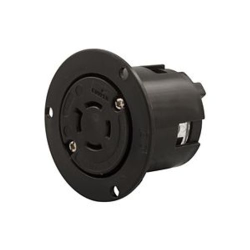 Main product image of Safety Grip Locking Flanged Outlet, 20A, Commercial, 125/250V, Black, Single, 3-Pole, 4-Wire, 6406BK