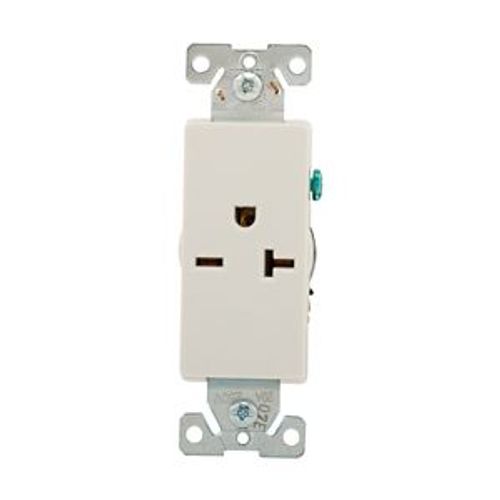 Main product image of Heavy-Duty Industrial Decorator Single Receptacle, #14-10 Awg 20A, 250V, White, 5-20R, Bulk, 6450W-BU