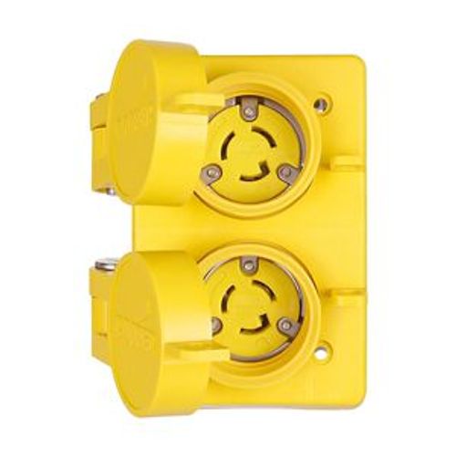 Main product image of Arrow Hart Watertight Locking Receptacle, #14-10 Awg 15A, 125V, Duplex, L5-15, 2-Pole 3-Wire, 65W47DPLX