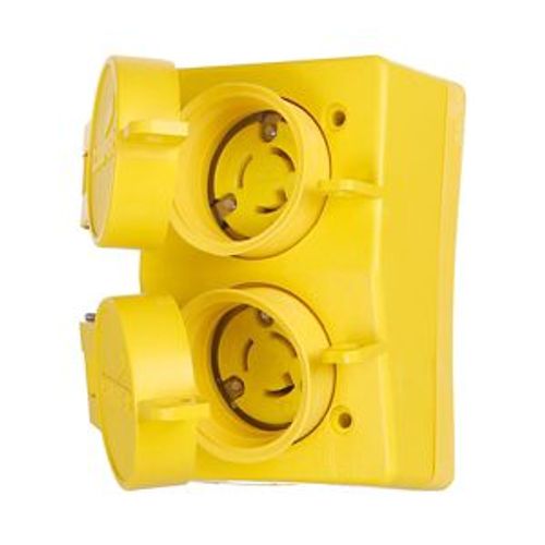 Main product image of Arrow Hart Watertight Locking Receptacle, #14-10 Awg 15A 125V, Black, Duplex, 2-Pole 3-Wire, 65W47DPLXBK