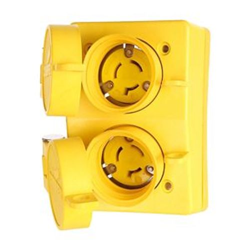 Main product image of Arrow Hart Watertight Locking Receptacle, #18-10 Awg 15A, 250V, Duplex, L6-15, 2-Pole 3-Wire, 65W49DPLXBK