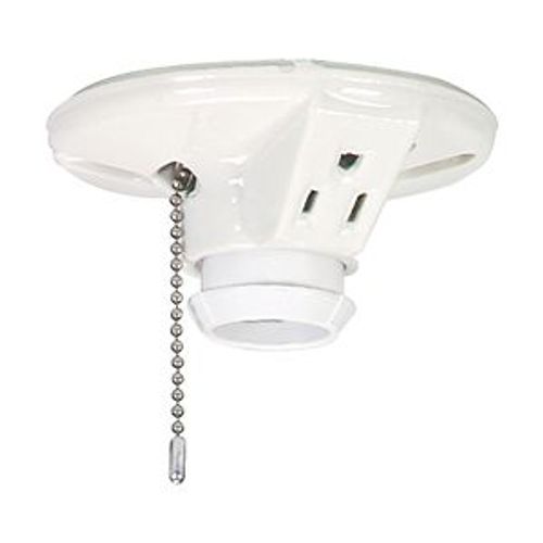 Main product image of Lampholder, 3.25" Box Mounting, Keyless Switch, 3W Outlet, Pull Chain, #14-10 Awg, Porcelain, 667-SP