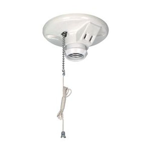 Main product image of Lampholder, 3.25" Box Mounting, Keyless Switch, 2W Outlet, Pull Chain, #14 -10 Awg, Porcelain, 669-SP