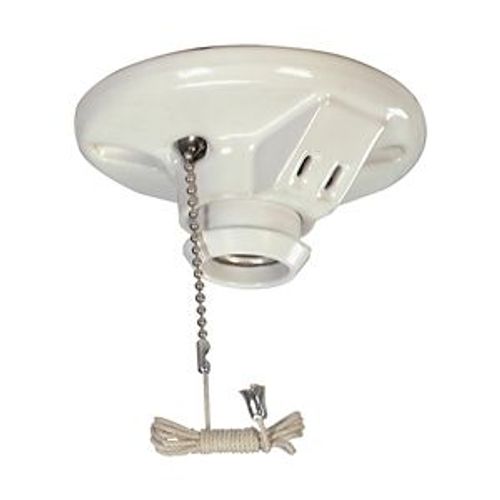Main product image of Lampholder, 3.25" Box Mounting, Keyless Switch, 2W Outlet, Pull Chain, #14 -10 Awg, Porcelain, 669-SP