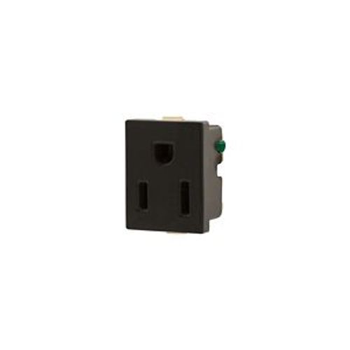 Main product image of Panel Mount/Snap-In Single Receptacle, #14-12 Awg 15A, Snap-In 125V, Black, Quick Connect, 67BK-BU
