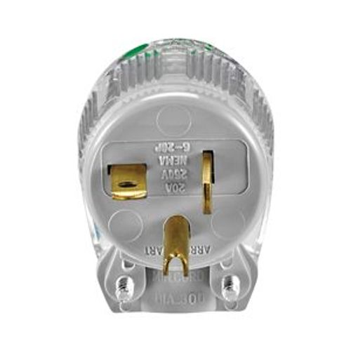 Main product image of Arrow Hart Safety Grip Straight Blade Angled Plug, #18-12 Awg 20A 125V, Clear, 2-Pole 3-Wire, 6865HGC