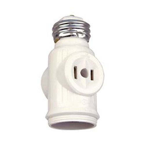 Main product image of Socket Adapter, 1 Socket To 1 Socket w/ 2 250W Nema 1-15R Outlets, 125V, White, Nema 1-15R, 660W, 715-3W-SP