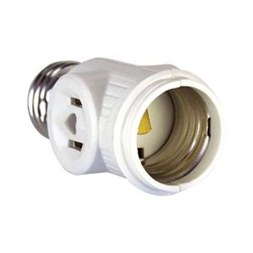 Main product image of Socket Adapter, 1 Socket To 1 Socket w/ 2 250W Nema 1-15R Outlets, 125V, White, Nema 1-15R, 660W, 715-3W-SP