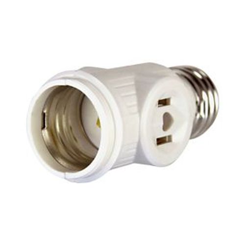 Main product image of Socket Adapter, 1 Socket To 1 Socket w/ 2 250W Nema 1-15R Outlets, 125V, White, Nema 1-15R, 660W, 715-3W-SP