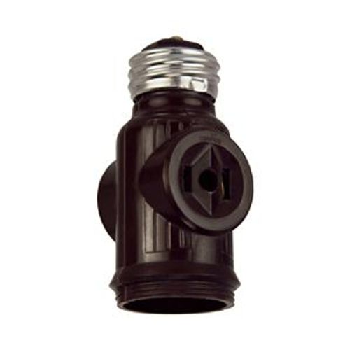 Main product image of Socket Adapter, 1 Socket To 1 Socket w/ 2 250W Nema 1-15R Outlets, 125V, Brown, Nema 1-15R, 660W, 715B-BOX